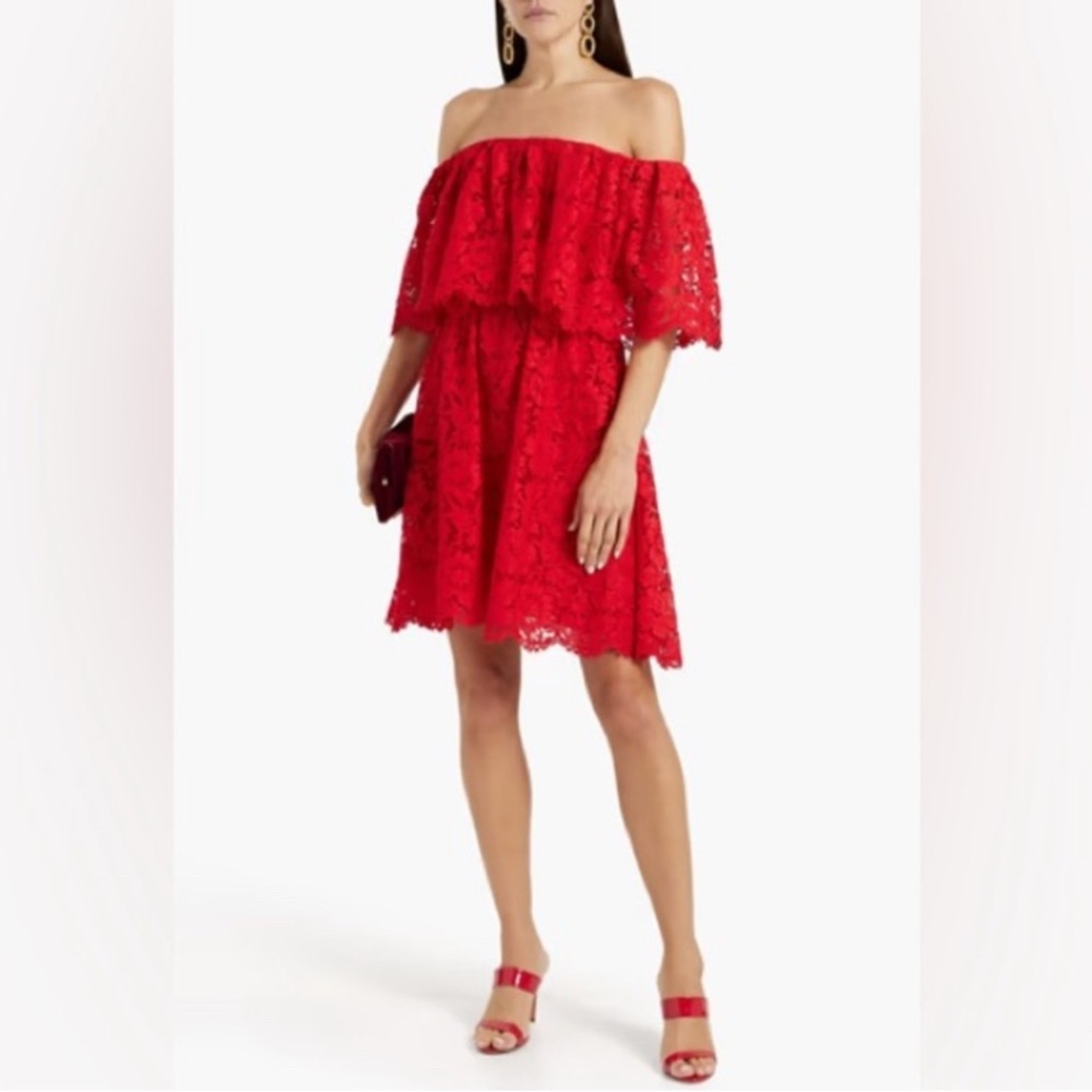 Francesca’s Red Lace Off the Shoulder Dress, women’s Size Small
